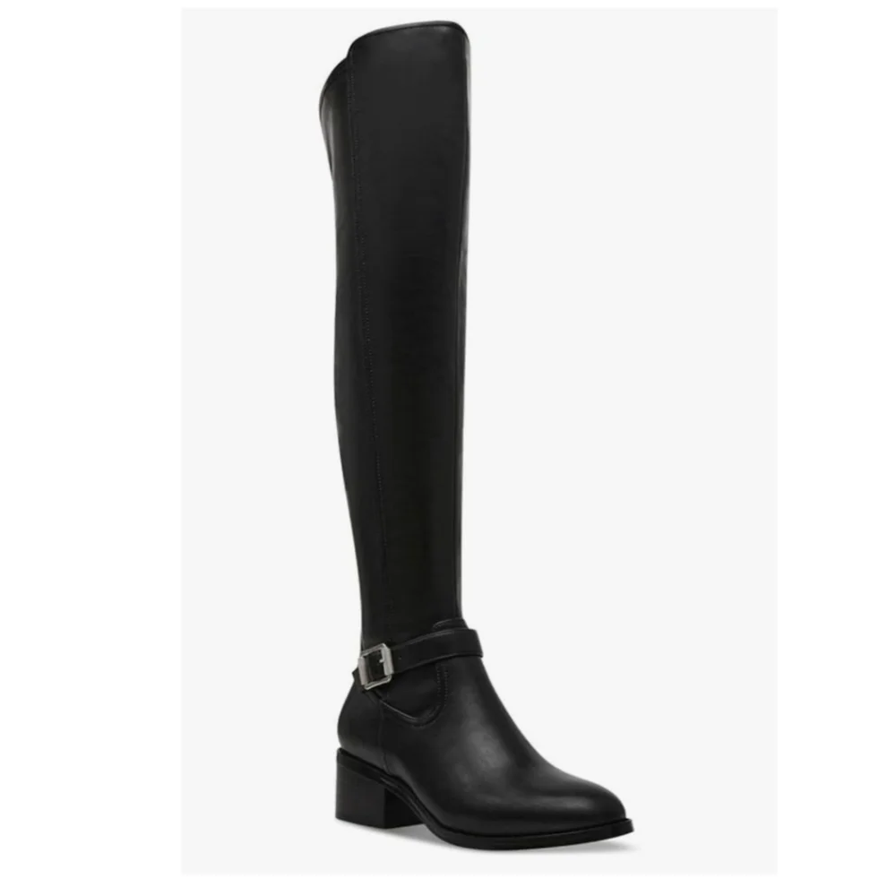 DV Dolce Vita Elyse Black Over The Knee Riding Boots Buckle Detail Women’s 7